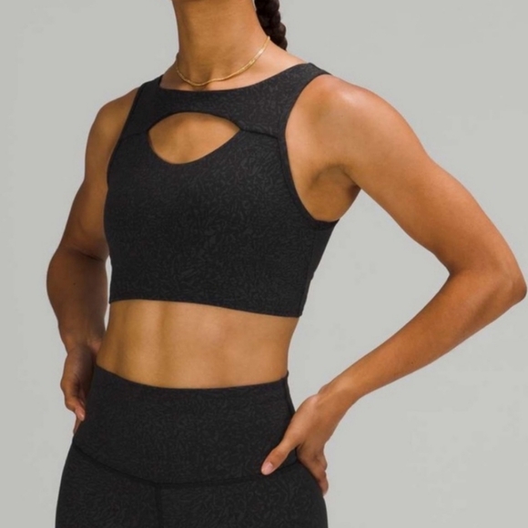 Lululemon Black Everlux Cut-Out Train Bra - Picture 1 of 11